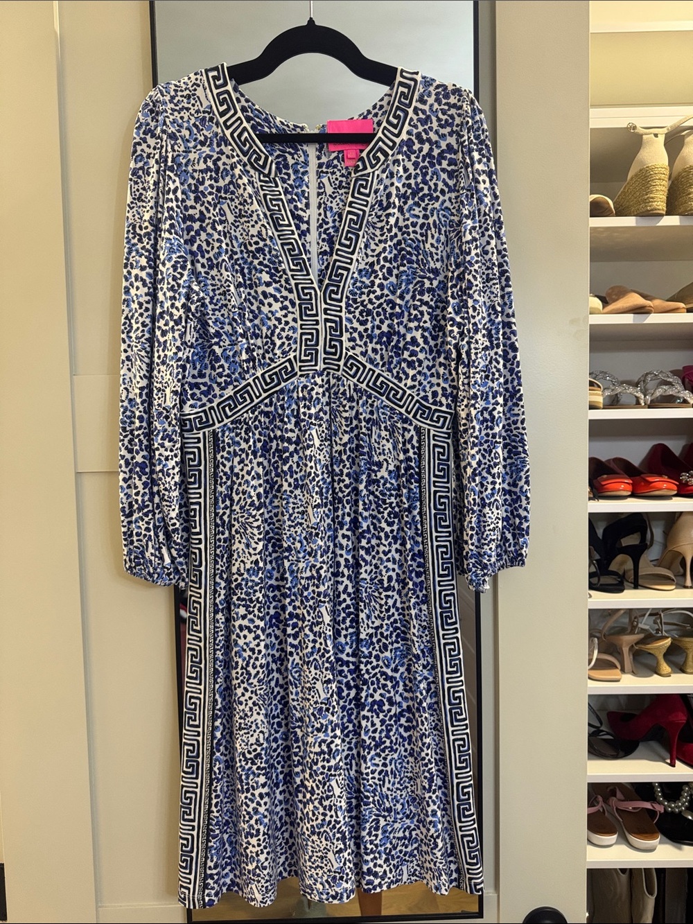 Lilly Pulitzer Blue and White Printed Midi Dress